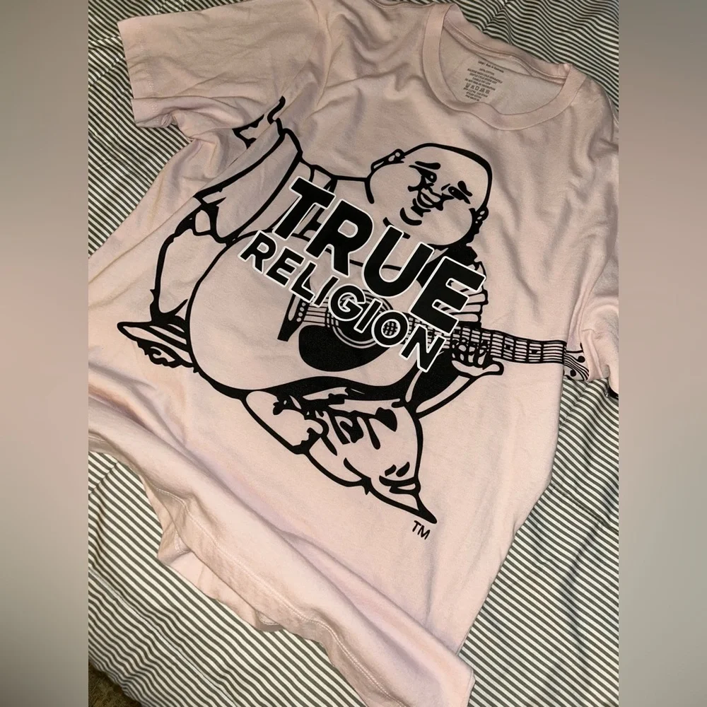 True Religion Pink Graphic Logo Short Sleeve Tee